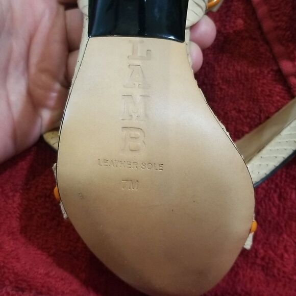 L.A.M.B. Beige and Orange Heels - Picture 12 of 16